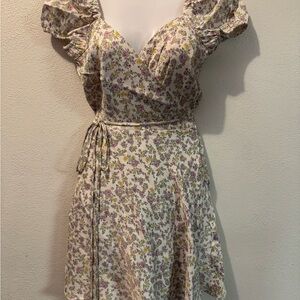 Zara Floral Mini Dress with Ruffle Sleeves